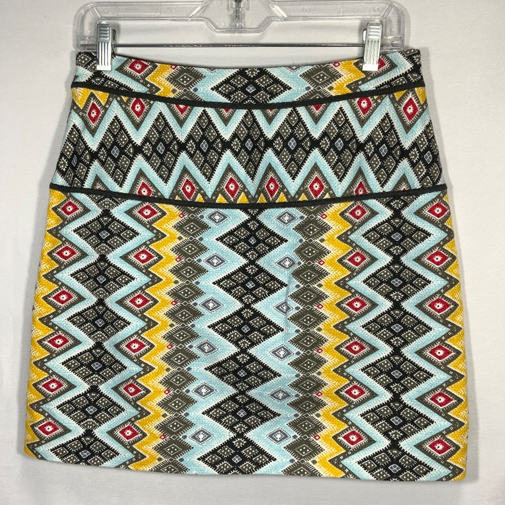 Loft Aztec Geometric Print Skirt - Size 4